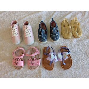 Bundle of 5 Girls Shoes Size 5 Sneakers Sandals Jelly Flats Mixed